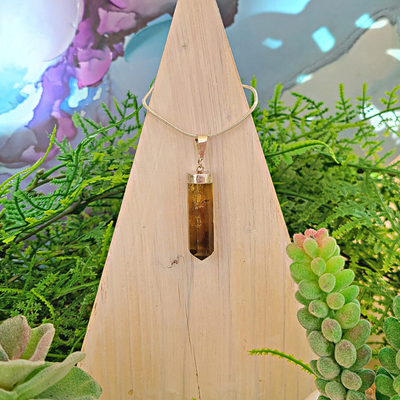 Gemstone Point sterling silver Cap Pendants (Aquamarine, Citrine, Flourite, Jade, Peridot)