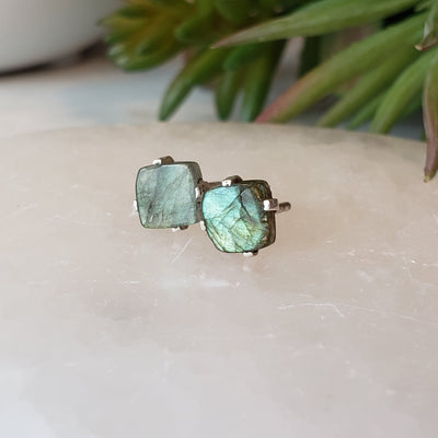 Gemstone Polished Prong sterling silver Stud Earrings-Assorted .5cm