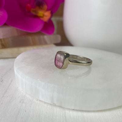 Gemstone Polished sterling silver Ring-Sized, (watermelon tourmaline, rhodochrosite, dalmation jasper, rhodochrosite, labradorite)
