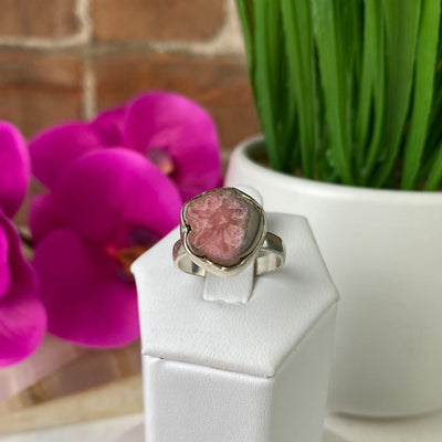 Gemstone Polished sterling silver Ring-Sized, (watermelon tourmaline, rhodochrosite, dalmation jasper, rhodochrosite, labradorite)