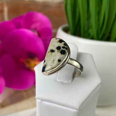 Gemstone Polished sterling silver Ring-Sized, (watermelon tourmaline, rhodochrosite, dalmation jasper, rhodochrosite, labradorite)