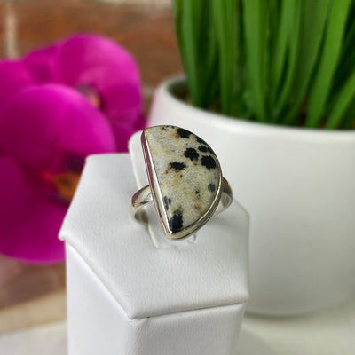 Gemstone Polished sterling silver Ring-Sized, (watermelon tourmaline, rhodochrosite, dalmation jasper, rhodochrosite, labradorite)