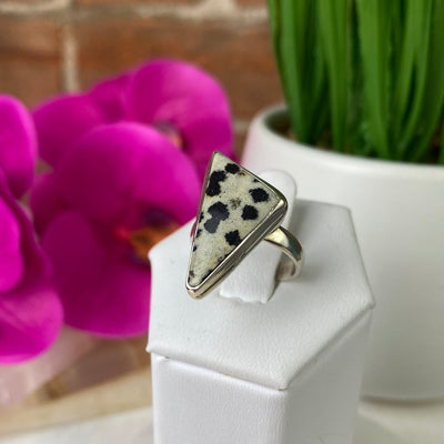 Gemstone Polished sterling silver Ring-Sized, (watermelon tourmaline, rhodochrosite, dalmation jasper, rhodochrosite, labradorite)