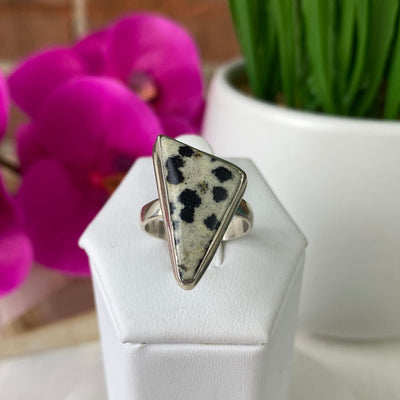 Gemstone Polished sterling silver Ring-Sized, (watermelon tourmaline, rhodochrosite, dalmation jasper, rhodochrosite, labradorite)