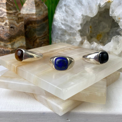Gemstone Rings for Men (Lapis, Black Onyx, Tiger Eye - Sized (oval, octagon, square)