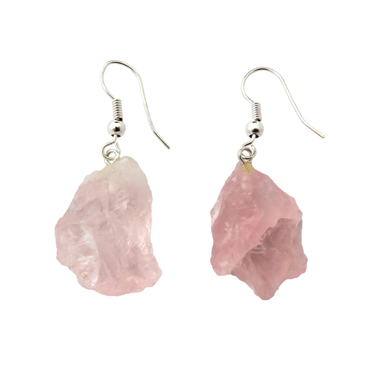 Gemstone Rough Earrings Amethyst or Rose Quartz