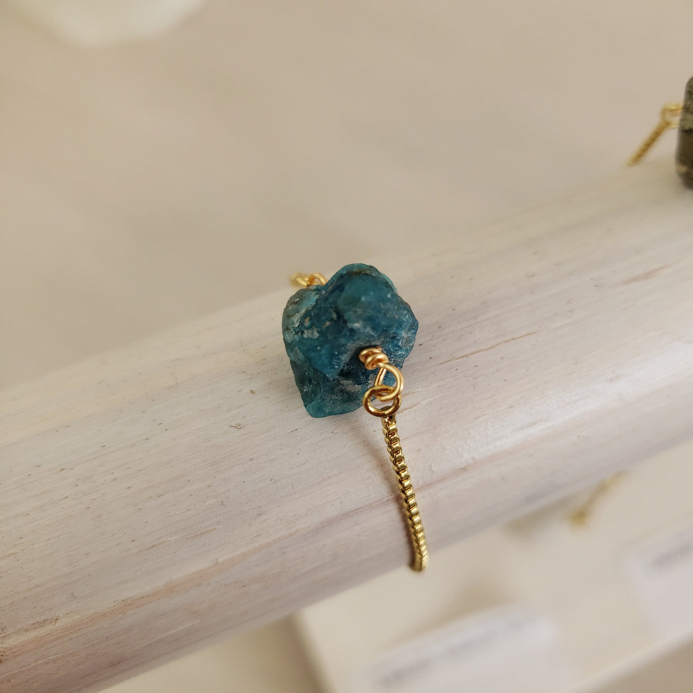 Gemstone Rough Gold Plated Adjustable Bracelet - Assorted Gemstones