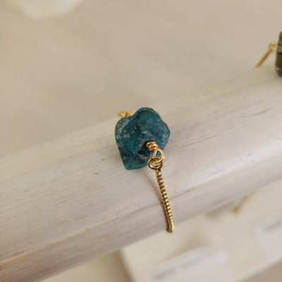 Gemstone Rough Gold Plated Adjustable Bracelet - Assorted Gemstones
