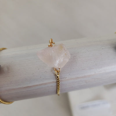 Gemstone Rough Gold Plated Adjustable Bracelet - Assorted Gemstones