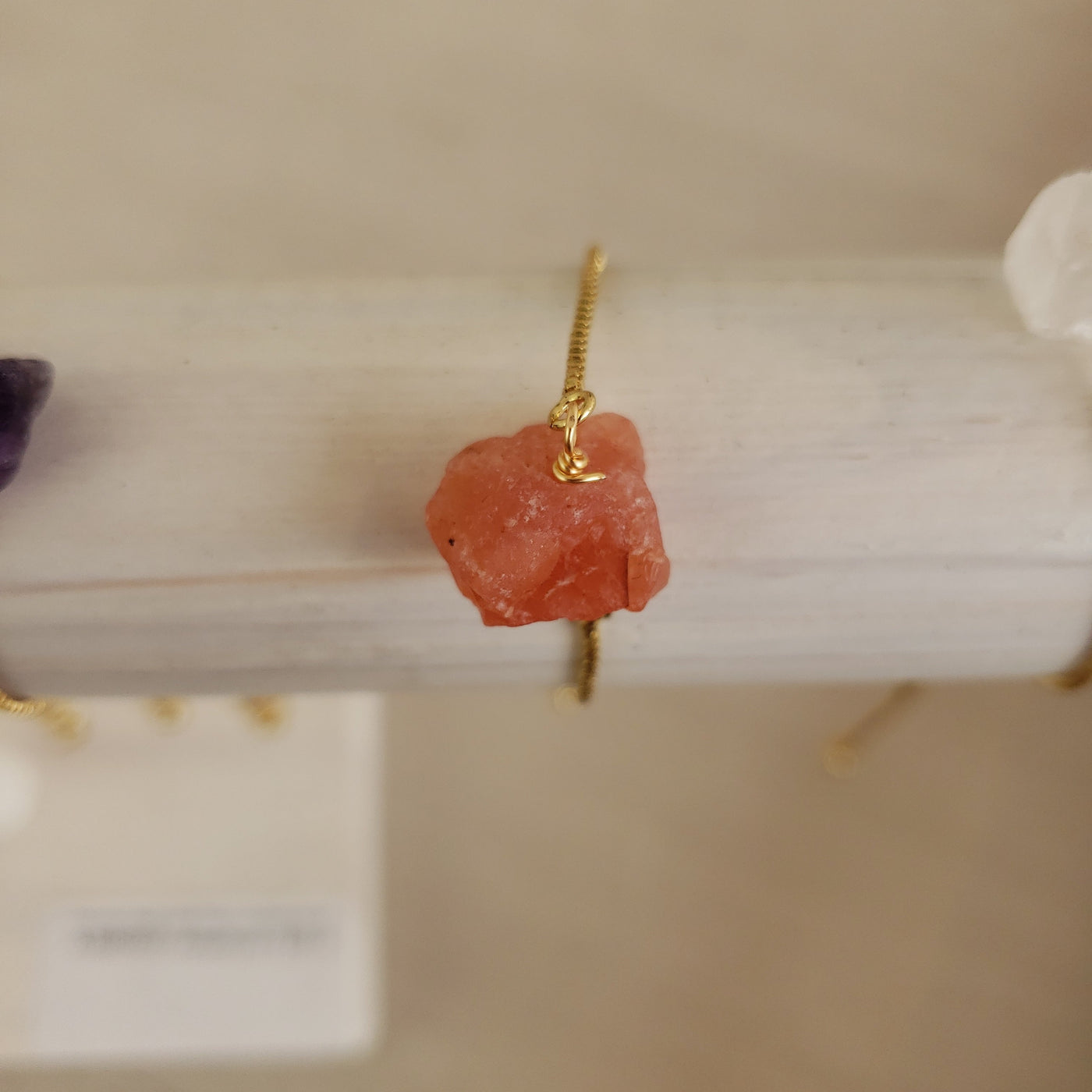 Gemstone Rough Gold Plated Adjustable Bracelet - Assorted Gemstones
