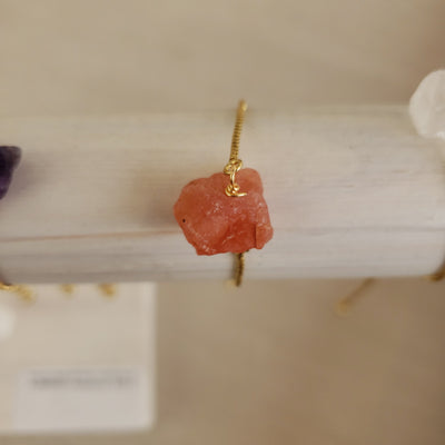 Gemstone Rough Gold Plated Adjustable Bracelet - Assorted Gemstones