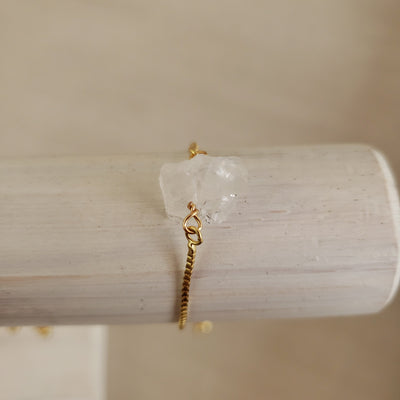 Gemstone Rough Gold Plated Adjustable Bracelet - Assorted Gemstones