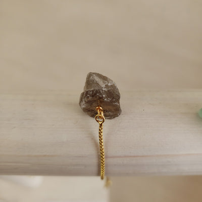 Gemstone Rough Gold Plated Adjustable Bracelet - Assorted Gemstones