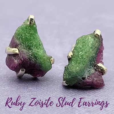 Gemstone Rough Prong Sterling Silver Stud Earrings-Assorted 5-10mm