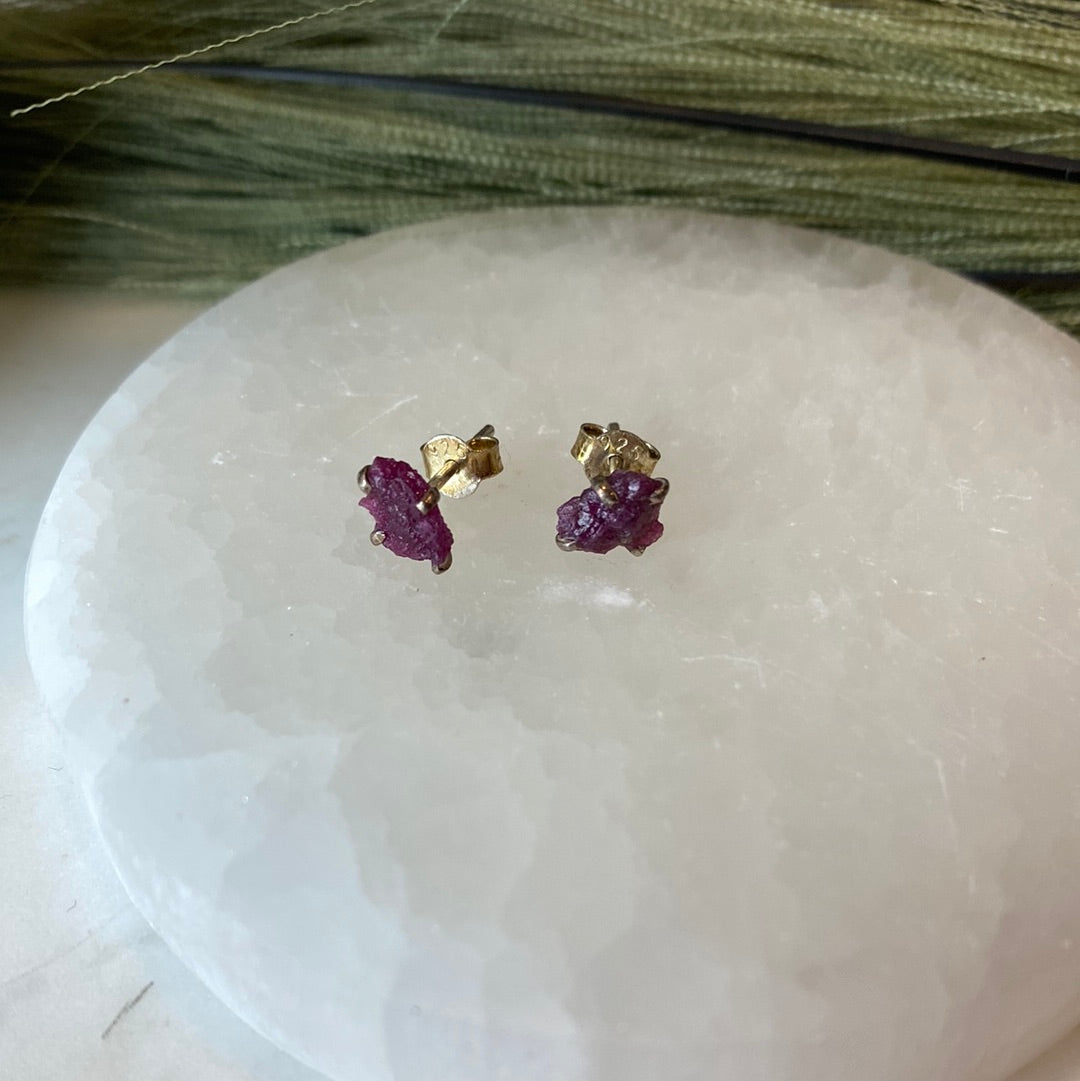 Gemstone Rough Prong Sterling Silver Stud Earrings-Assorted 5-10mm