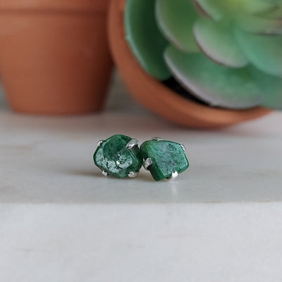Gemstone Rough Prong Sterling Silver Stud Earrings-Assorted 5-10mm