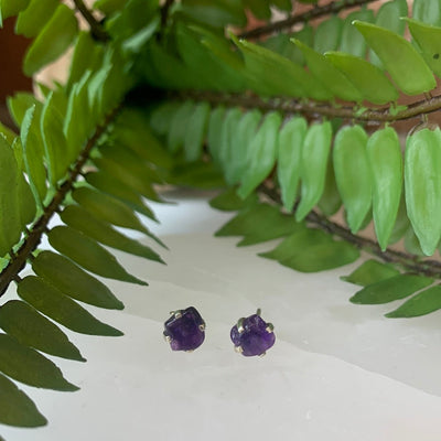 Gemstone Rough Prong Sterling Silver Stud Earrings-Assorted 5-10mm