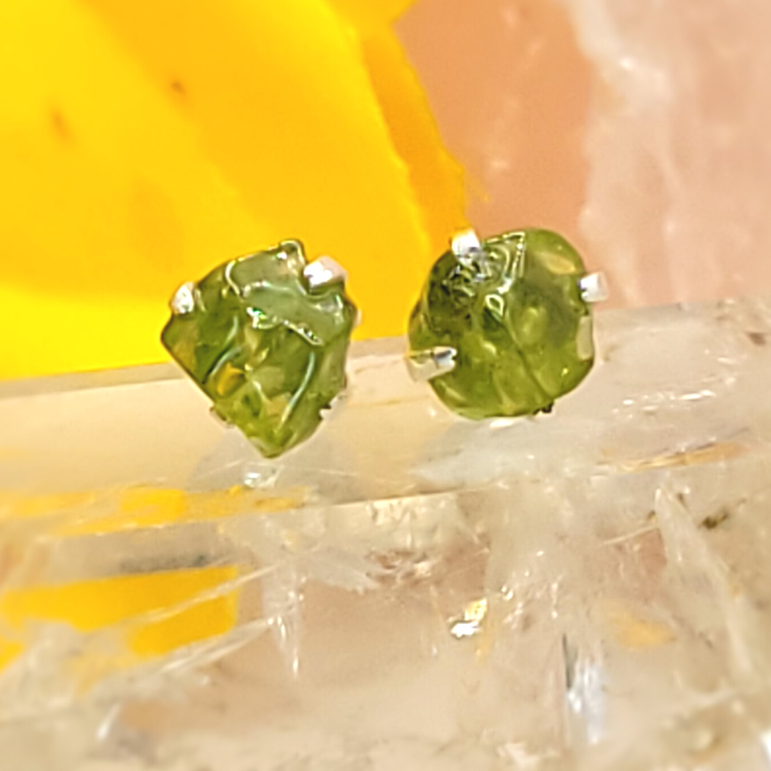 Gemstone Rough Prong Sterling Silver Stud Earrings-Assorted 5-10mm
