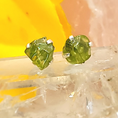 Gemstone Rough Prong Sterling Silver Stud Earrings-Assorted 5-10mm