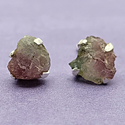 Gemstone Rough Prong Sterling Silver Stud Earrings-Assorted 5-10mm
