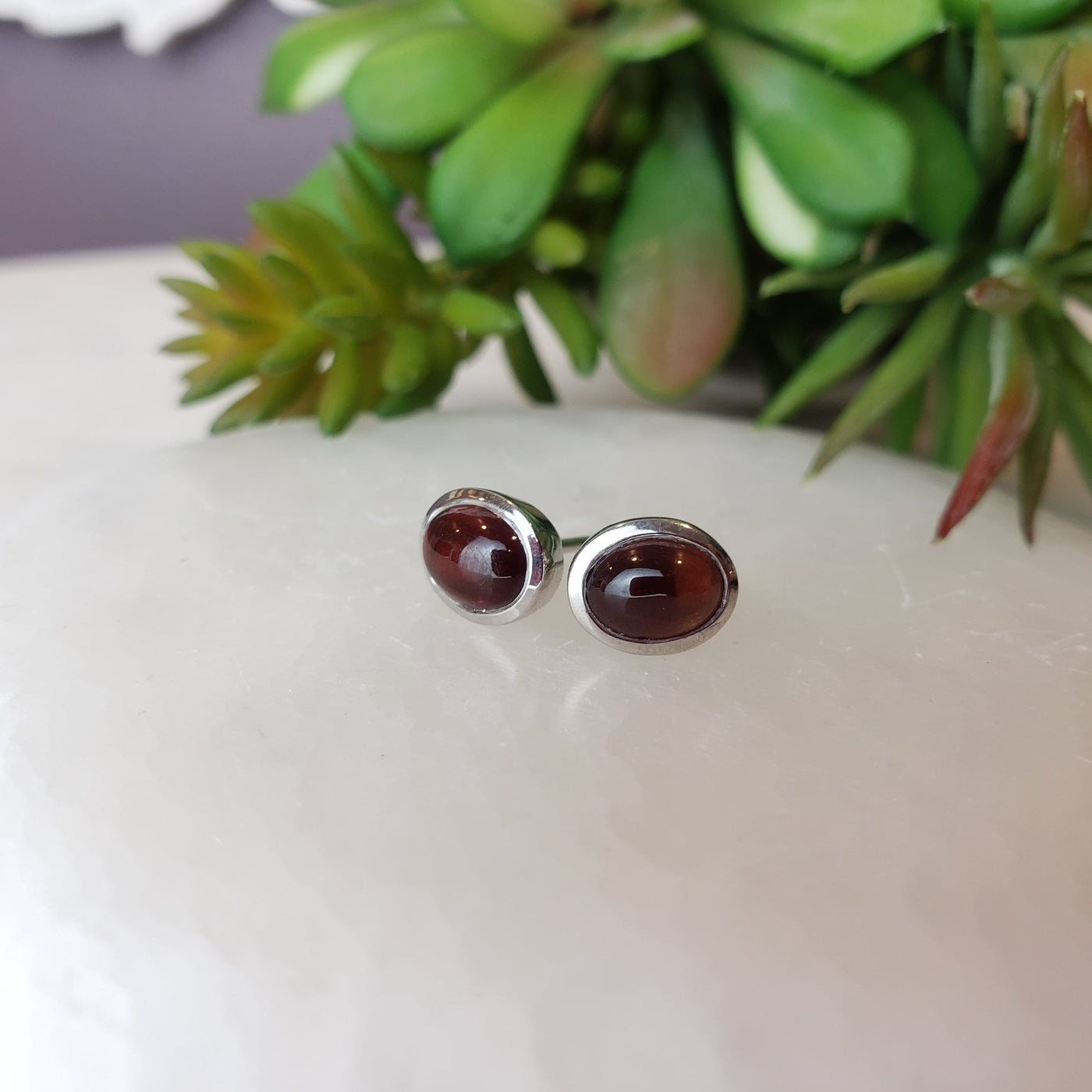 Gemstone Stud Earrings Polished with Sterling Silver - Assorted Gemstones