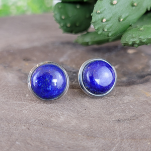 Gemstone Stud Earrings Polished with Sterling Silver - Assorted Gemstones