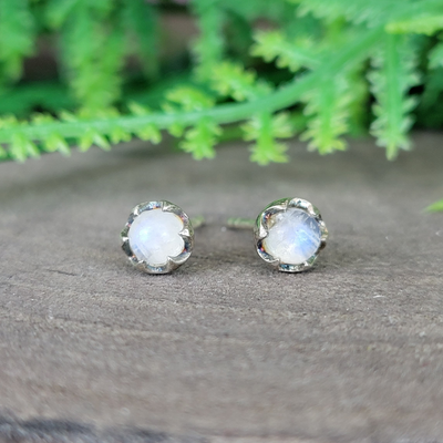 Gemstone Stud Earrings in Sterling Setting 4mm-5mm