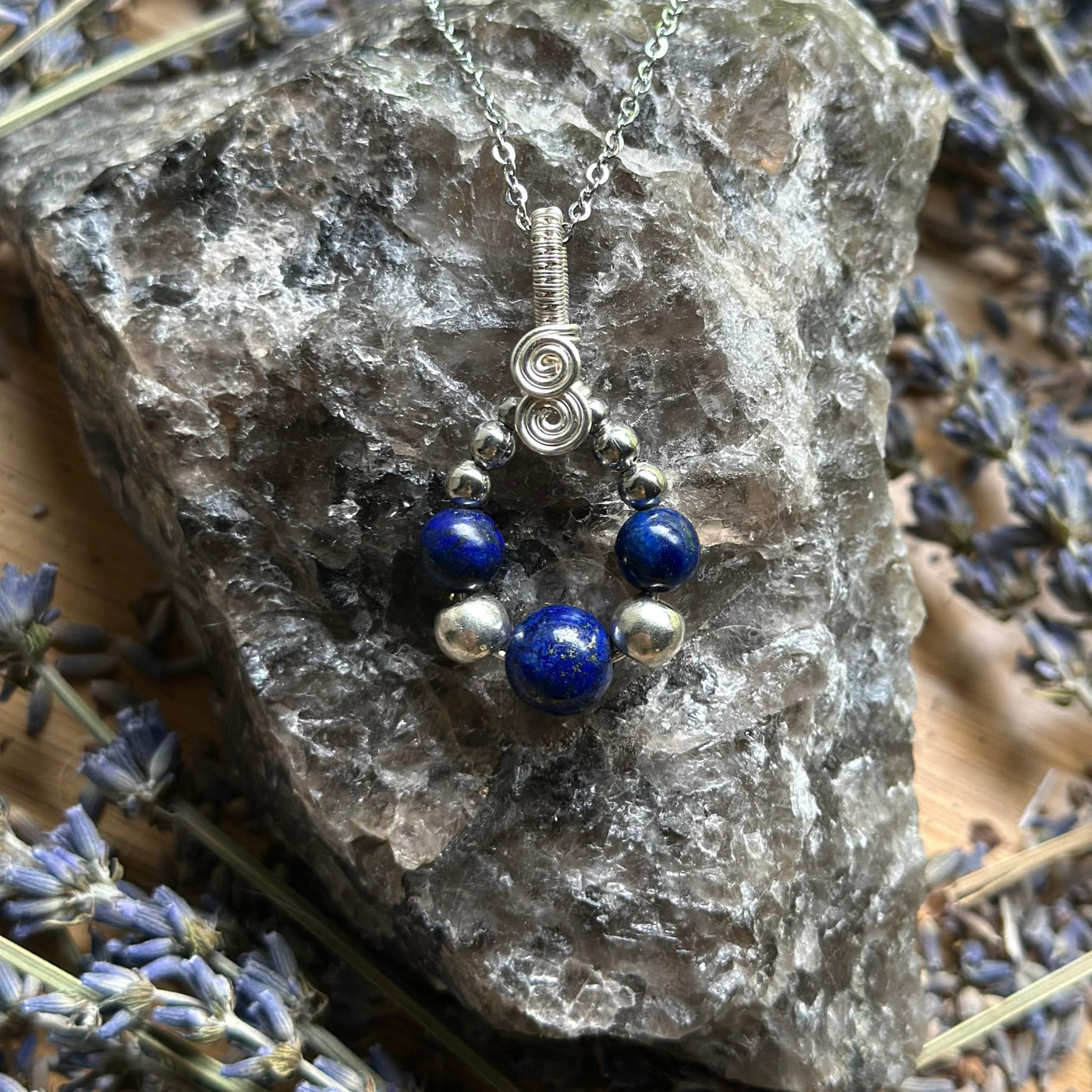 Gemstone Teardrop Wire Wrapped Necklace Variants– Artisan Made