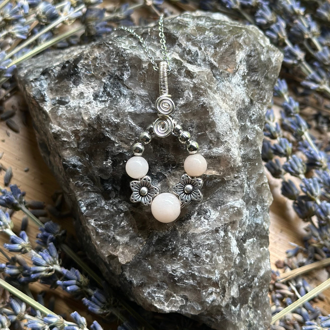 Gemstone Teardrop Wire Wrapped Necklace Variants– Artisan Made