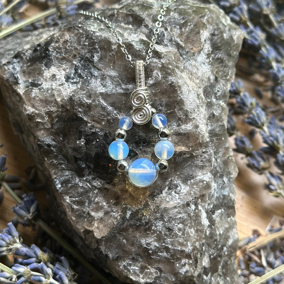 Gemstone Teardrop Wire Wrapped Necklace Variants– Artisan Made