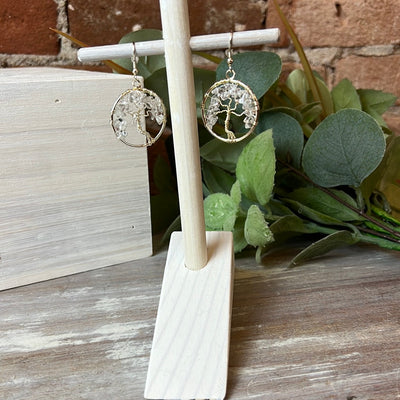 Gemstone Tree of Life silver Earrings 1"-Variants Available