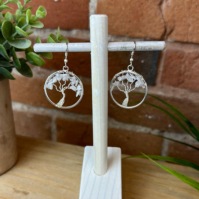 Gemstone Tree of Life silver Earrings 1"-Variants Available