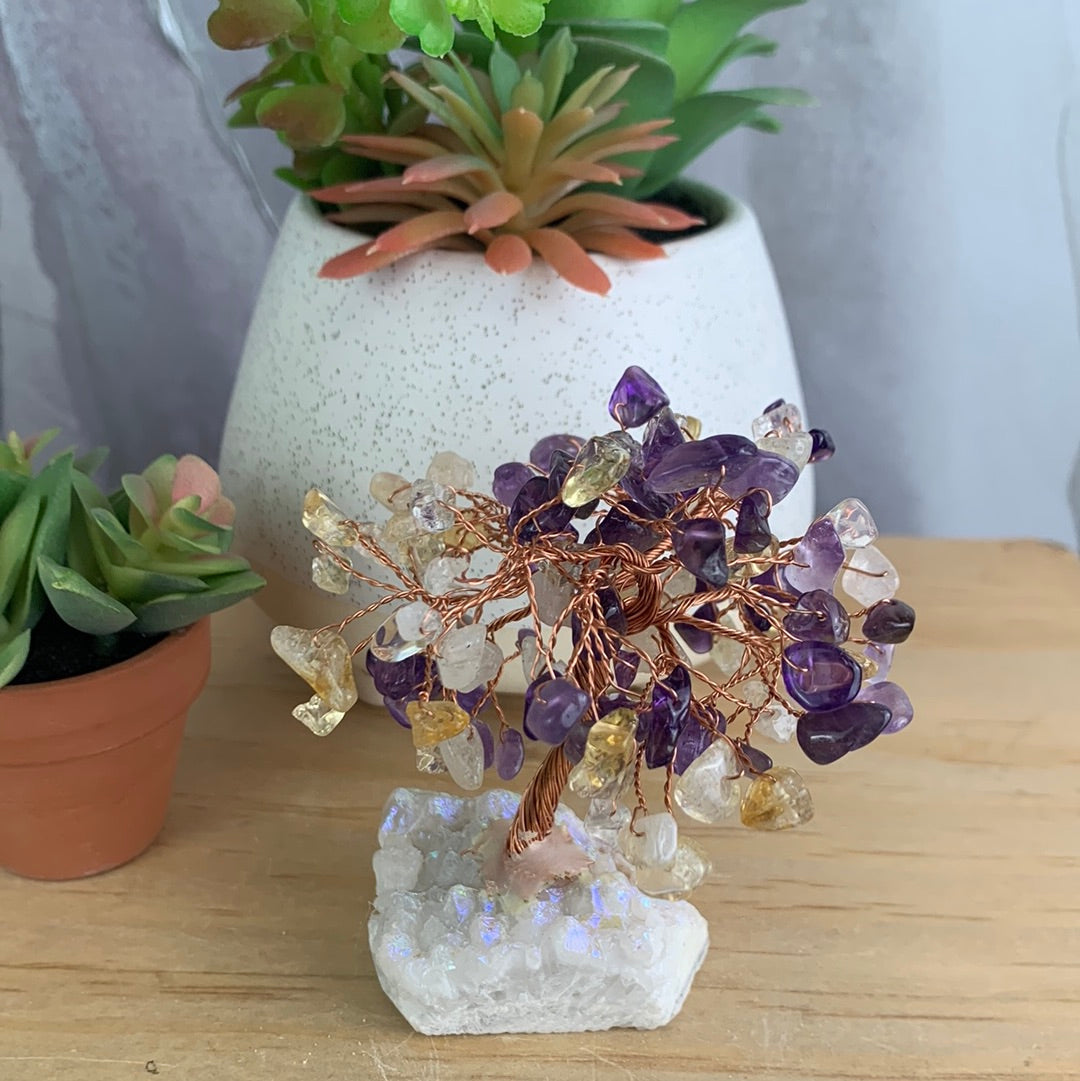 Gemstone Tree on Agate Druzy Base 2.5" x 4.5"