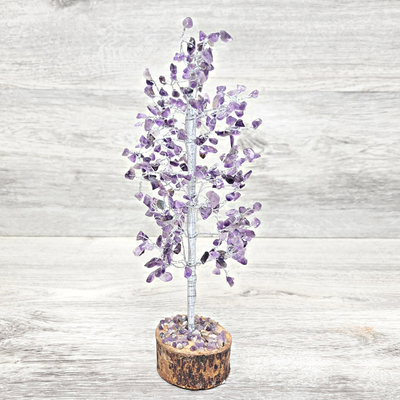 Gemstone Tree on Wood Base 11"