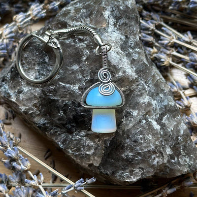 Gemstone Wire Wrapped Mushroom Fidget Spinner Keychains – Artisan Made