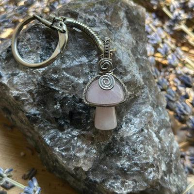 Gemstone Wire Wrapped Mushroom Fidget Spinner Keychains – Artisan Made