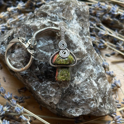 Gemstone Wire Wrapped Mushroom Fidget Spinner Keychains – Artisan Made