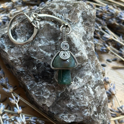 Gemstone Wire Wrapped Mushroom Fidget Spinner Keychains – Artisan Made