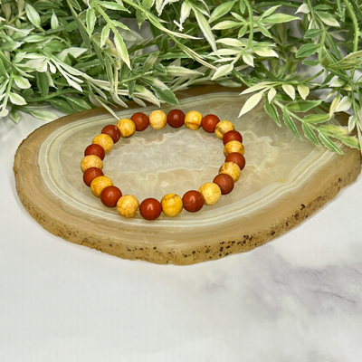 Gemstone and Palo Santo Unisex Stretch Bracelet - Artisan Made