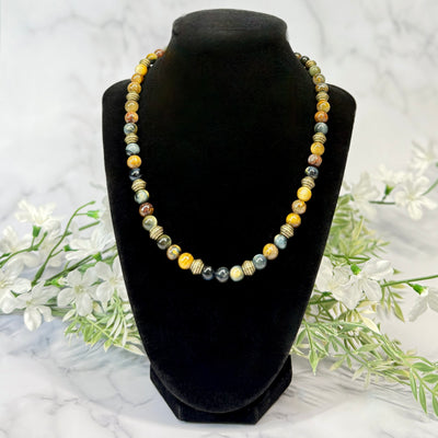 Golden Pietersite, Yellow & Blue Tiger's eye Necklace - Artisan Made