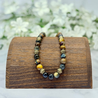 Golden Pietersite, Yellow & Blue Tiger's eye Necklace - Artisan Made