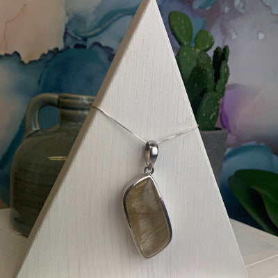 golden Rutilated Quartz sterling silver Pendant