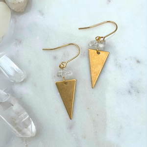 Golden Triangle Quartz Earrings - Artisan Made