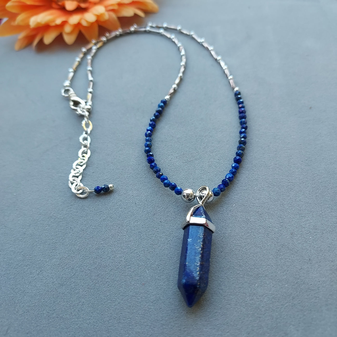 "Good Karma" Lapis & Silver Necklace- Artisan Made