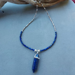 "Good Karma" Lapis & Silver Necklace- Artisan Made