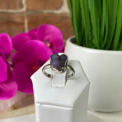 Grape Agate Cluster Ring with sterling silver sized band