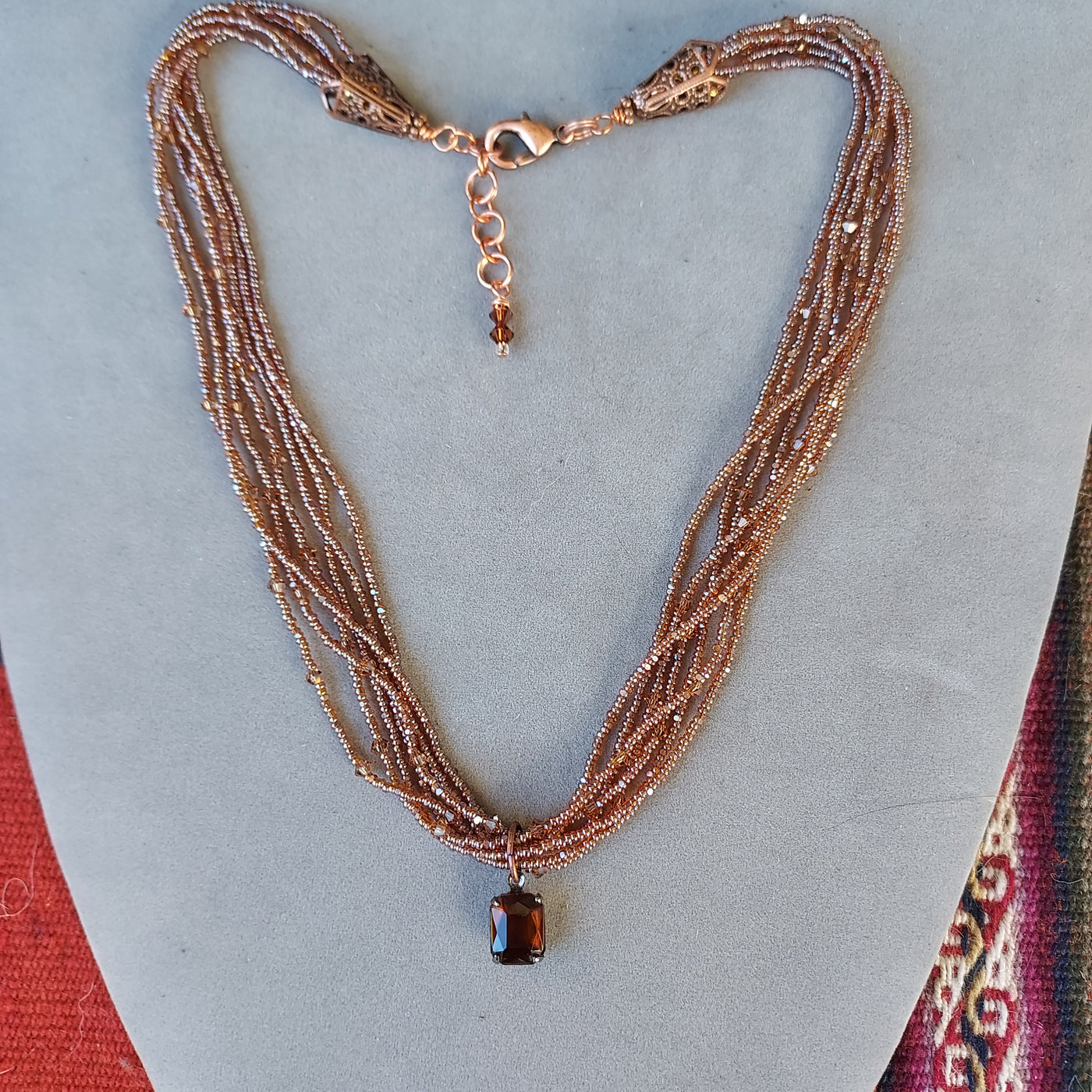 "Grounding & Protection" Smoky Topaz Beaded Necklace - Artisan Made