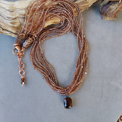 "Grounding & Protection" Smoky Topaz Beaded Necklace - Artisan Made