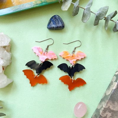 Halloween Triple Charm Acrylic Earrings - Artisan Made