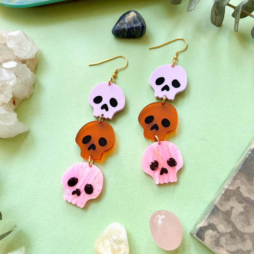 Halloween Triple Charm Acrylic Earrings - Artisan Made